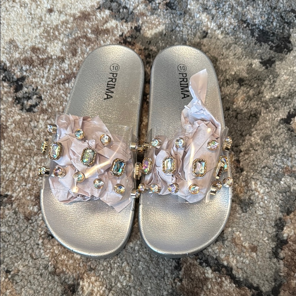 Women’s Silver Sandal Slides